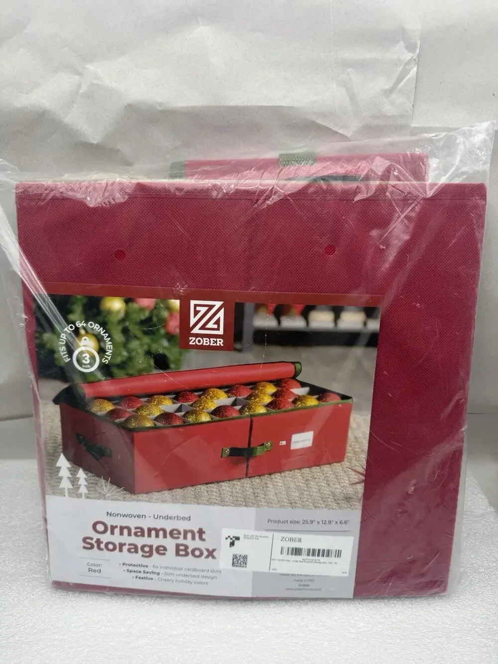 Underbed Christmas Ornament Storage Box - Stores 64 3